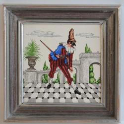 Carreau Faïence peinte comédie italienne