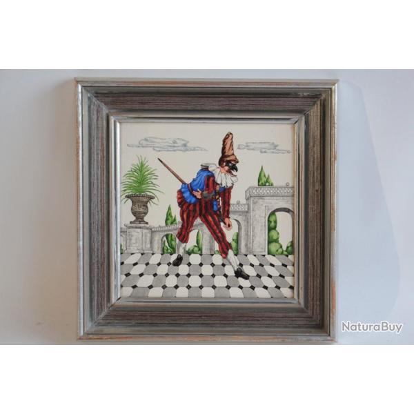 Carreau Faence peinte comdie italienne