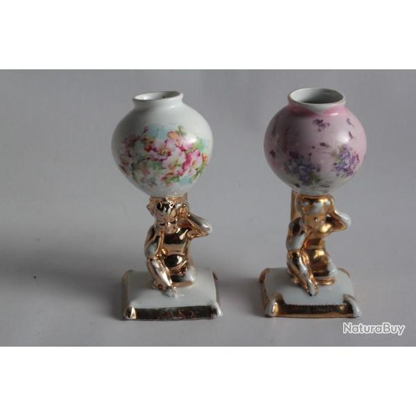 Paire vases porcelaine Anges Vieux Paris Napolon III