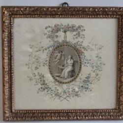 Ancienne soie peinte Napoléon III Amour