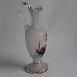 Aiguière verre givré émaillé