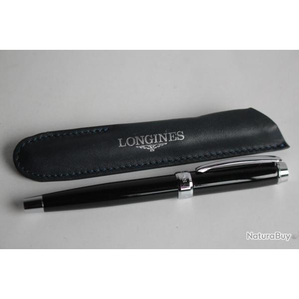 LONGINES Stylo bille roller noir + tui