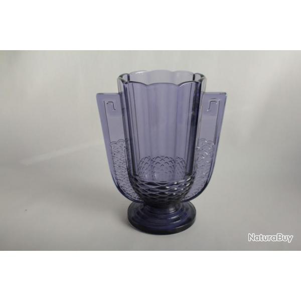 VAL SAINT LAMBERT Vase cristal taill Romo art dco