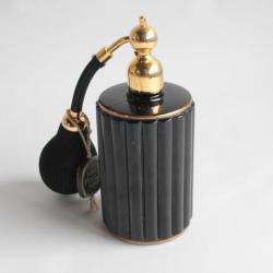 MARCEL FRANK ancien Flacon Vaporisateur parfum vide opaline noir
