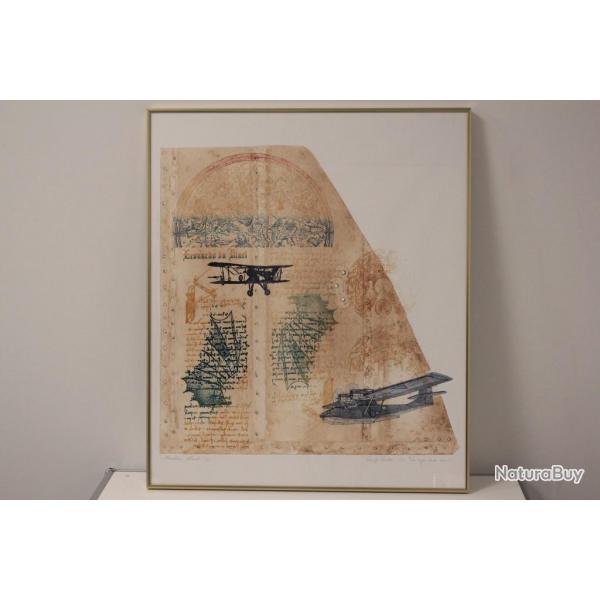 Lithographie Leentje LINDERS Macchina Volante Lonard de Vinci