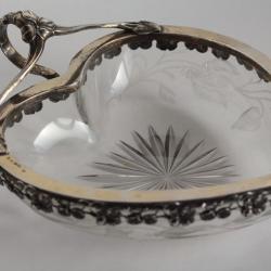 Coupelle Coeur argent cristal Allemagne Art Nouveau