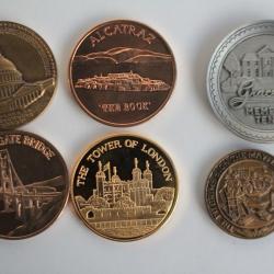 6 Jetons souvenir commémoration monuments historique