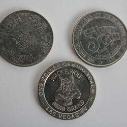 3 Jetons souvenir cirque et casino Las Vegas années 1990