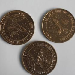 3 Jetons souvenir exploration spatiale américaine années 90 USA