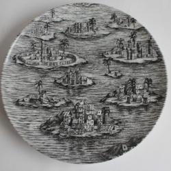 Piero FORNASETTI Assiette Citta Di Carte Italie