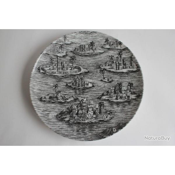 Piero FORNASETTI Assiette Citta Di Carte Italie