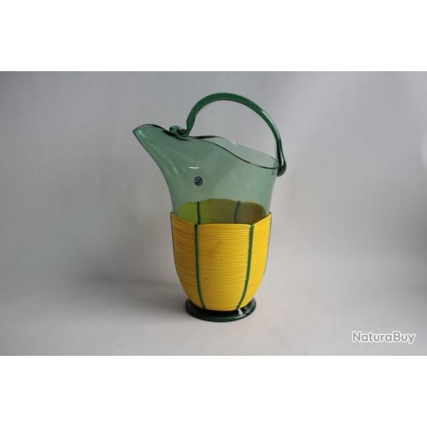 Broc  eau verre souffl et scoubidou