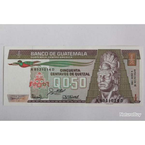 Billet 0,50 Quetzal Guatemala 1988