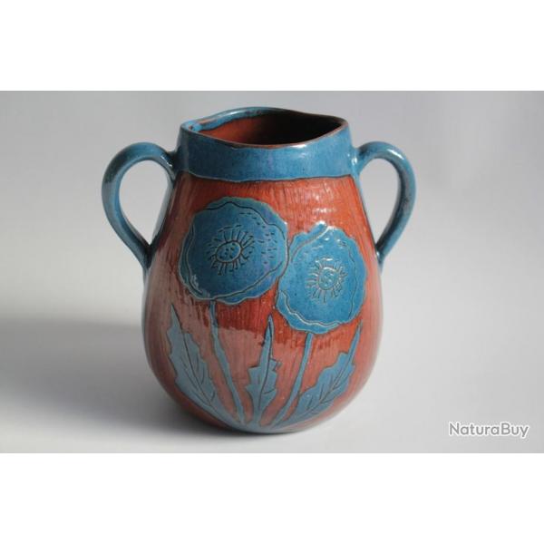 Vase cramique bleu Savoie Poterie