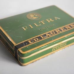 Boite a cigarettes tôle lithographiée ED. LAURENS Vert Filtra Orient tabac
