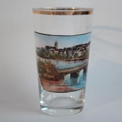Ancien verre émaillé Souvenir Alte Rheinbrücke Basel Suisse