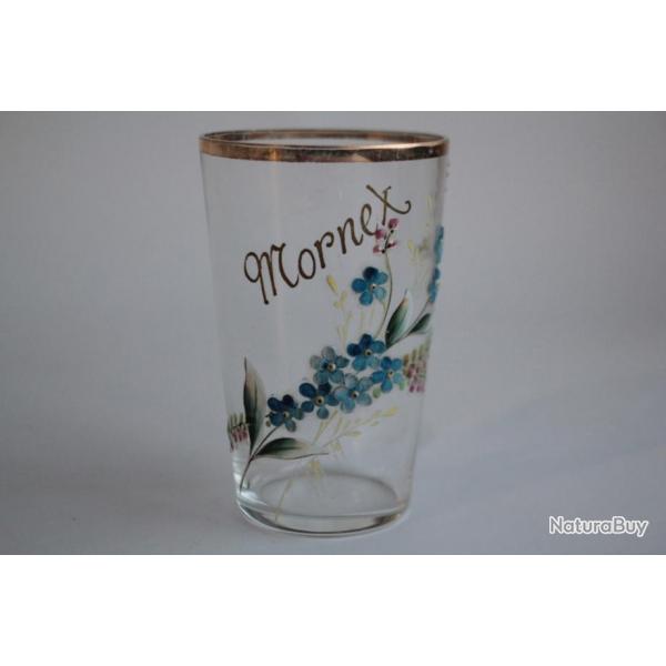Ancien verre maill Souvenir Mornex Fleurs Haute-Savoie