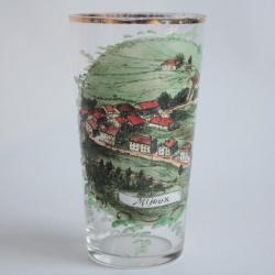 Ancien verre émaillé Souvenir Mijoux Ain