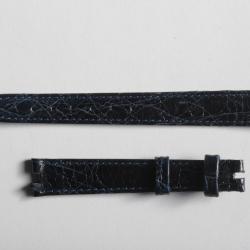 Bracelet montre Universal Genève croco bleu marine 13 mm vintage