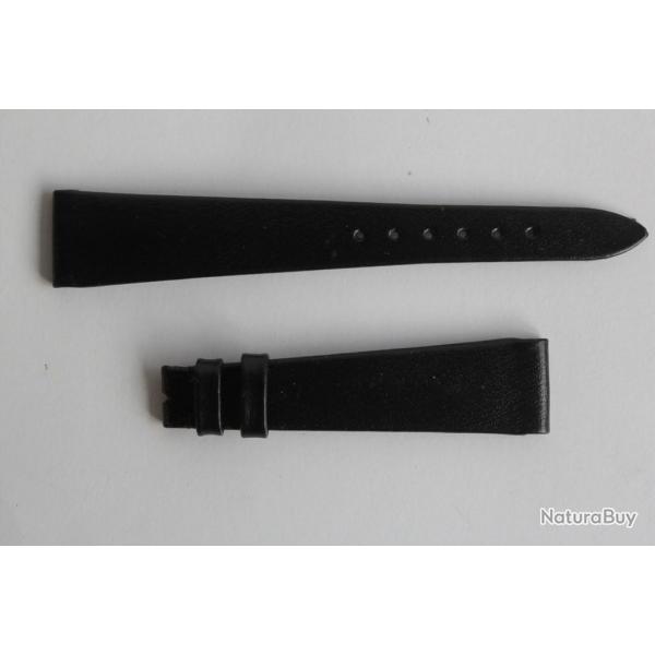 Bracelet montre Universal Genve cuir noir 16 mm vintage