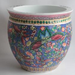 Ancien Bassin a poissons Jardinière porcelaine Papillons Chine