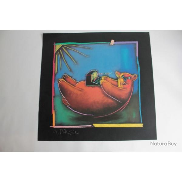 Srigraphie Andrzej Dudzinski ours sur ordinateur Pologne