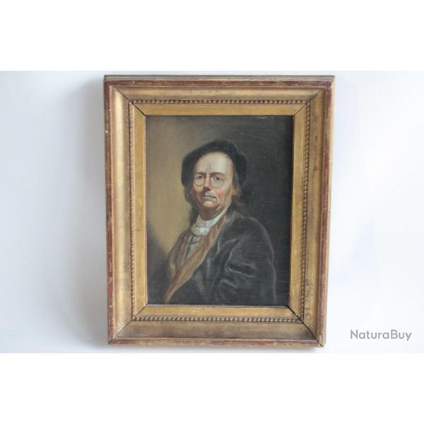 Peinture huile Portrait Homme XIXe sicle