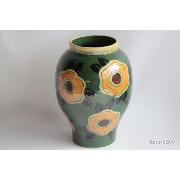 Paul Ami BONIFAS Grand Vase terre vernisse Ferney Voltaire