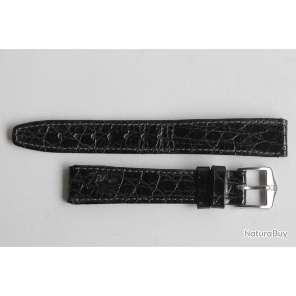 HIRSCH Bracelet pour montre croco noir 16 mm