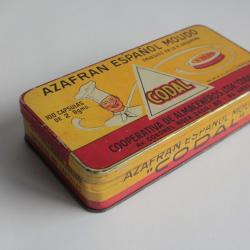 Boîte tôle lithographiée bouillon Azafran Espanol Molido Codal