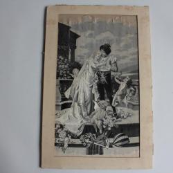 Soie tissée Les amoureux XIXe siècle