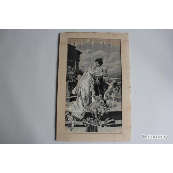 Soie tisse Les amoureux XIXe sicle