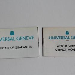 Garantie montre Universal Genève Guarantee Booklet