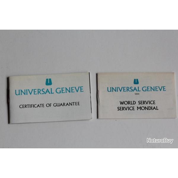Garantie montre Universal Genve Guarantee Booklet