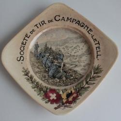 Assiette de tir Militaire Le Tell faïence Coppier Carouge Suisse