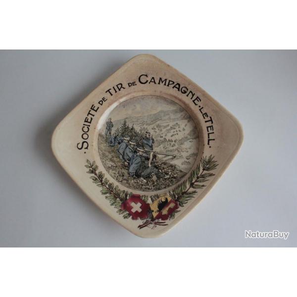 Assiette de tir Militaire Le Tell faence Coppier Carouge Suisse