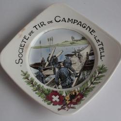 Assiette de tir Militaire Le Tell faïence Coppier Carouge Suisse