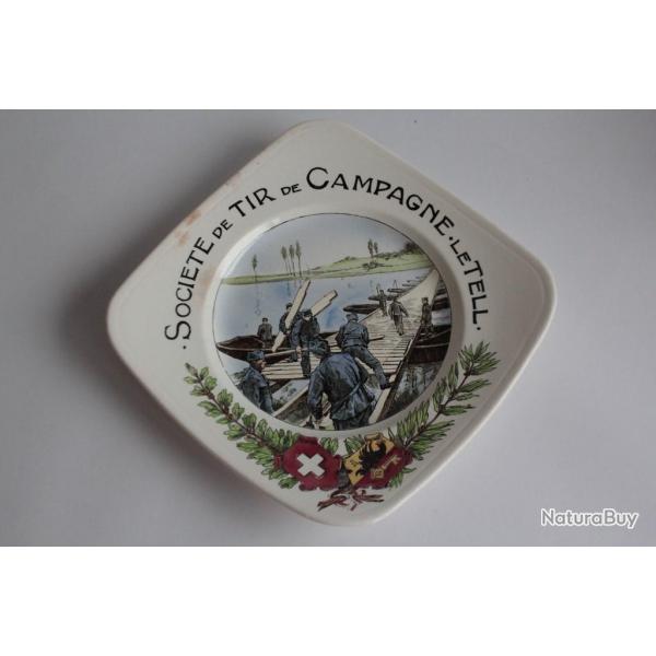 Assiette de tir Militaire Le Tell faence Coppier Carouge Suisse