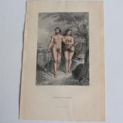 Gravure BUFFON L'Homme et la Femme XIXe siècle