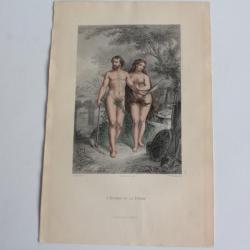 Gravure BUFFON L'Homme et la Femme XIXe siècle