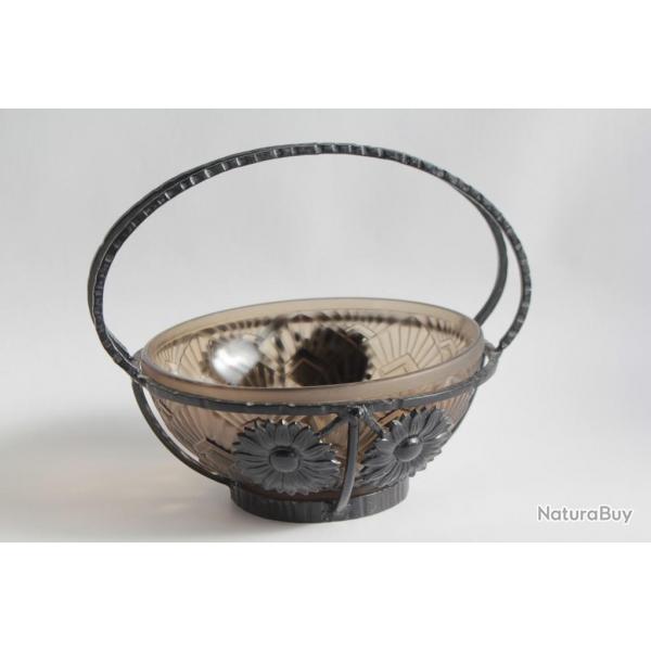 Coupe verre Lorrain Nancy Belle toile Daum Croismare Art dco