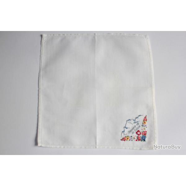 Mouchoir brod coton Souvenir de la Suisse
