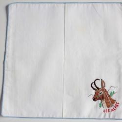 Mouchoir brodé coton Les Alpes Chamois