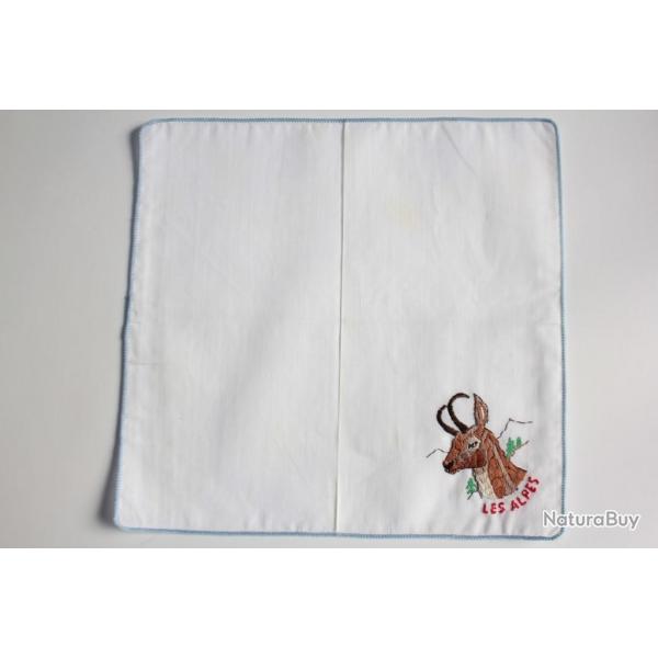 Mouchoir brod coton Les Alpes Chamois