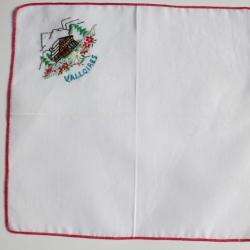 Mouchoir brodé coton Valloires Savoie Chalet