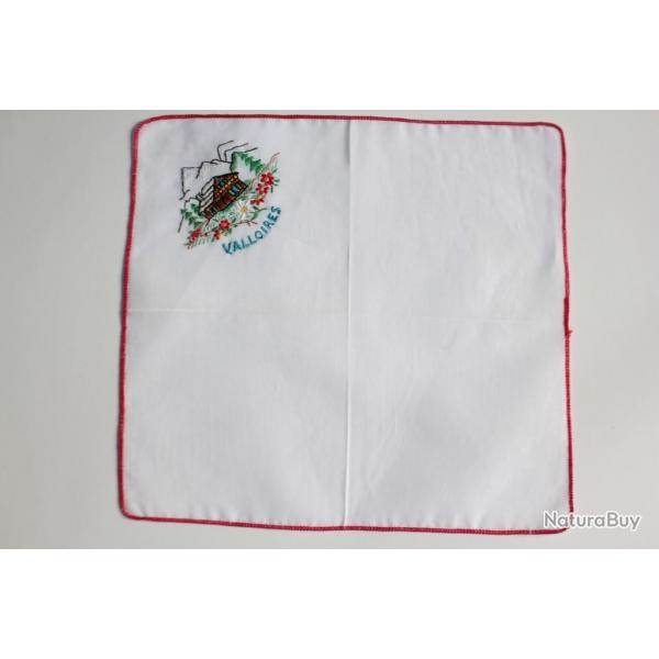 Mouchoir brod coton Valloires Savoie Chalet