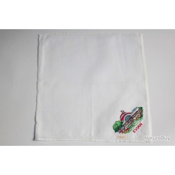 Mouchoir brod coton Evian Haute-Savoie
