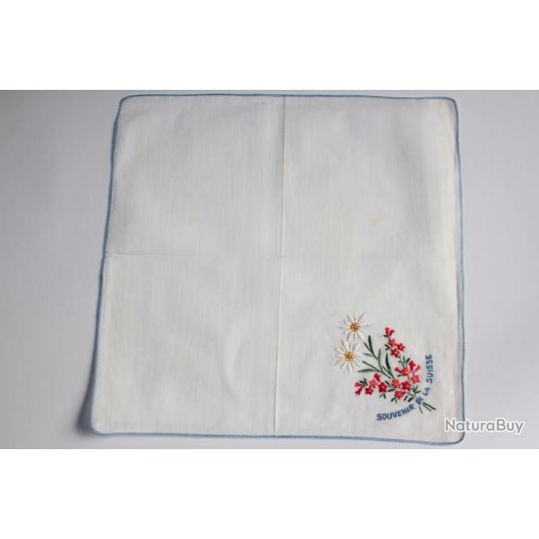 Mouchoir brod coton Souvenir de la Suisse