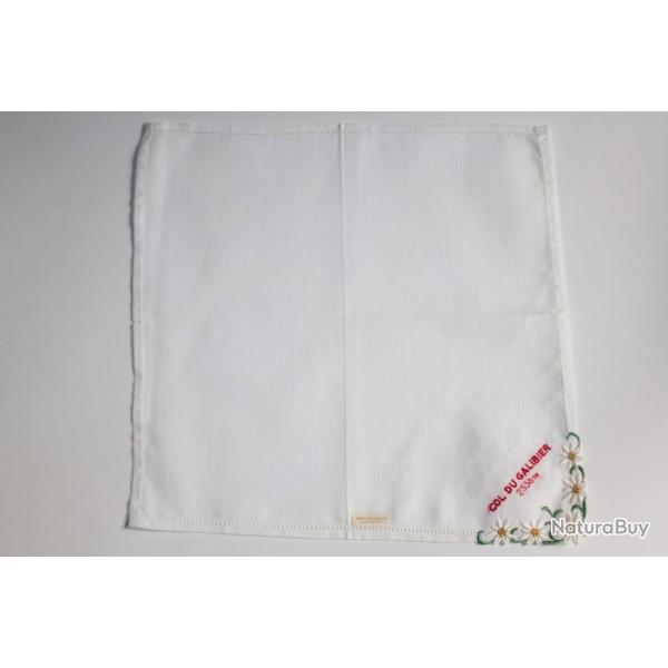 Mouchoir brod coton Col du Galibier Edelweiss