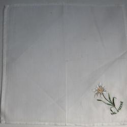 Mouchoir brodé coton Val d'Isère Edelweiss
